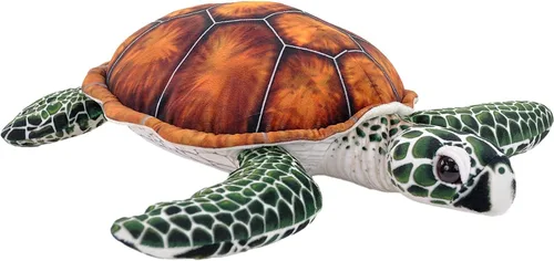 Wild Republic Living Ocean, Green Sea Turtle II, animal de peluche, 20 pulgadas, regalo para niños, juguete de peluche, botellas de agua recicladas