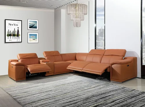 Miniatura 23 de BlackJack Furniture Venice - Juego de sofá reclinable seccional de cuero italiano de grano superior de 12 piezas con 4 reclinables eléctricos