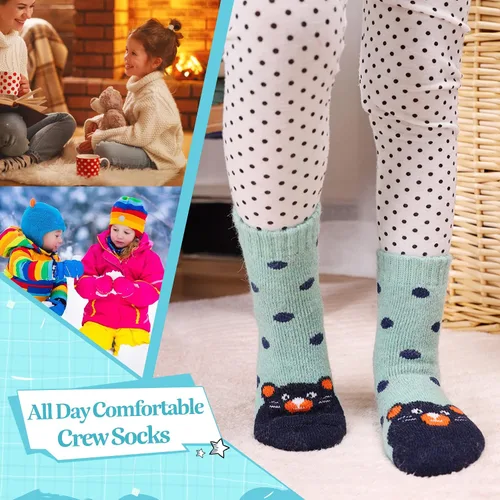 Miniatura 6 de Eocom 6 pares de calcetines de invierno cálidos de lana para niños y niñas