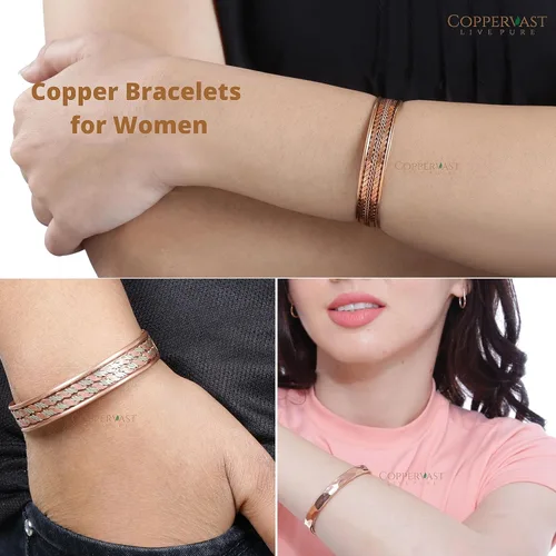 Miniatura 9 de Pulseras de cobre para hombres y mujeres Juego de 3 con caja de regalo Hecho a mano 100% cobre Regalo para mujeres y hombres