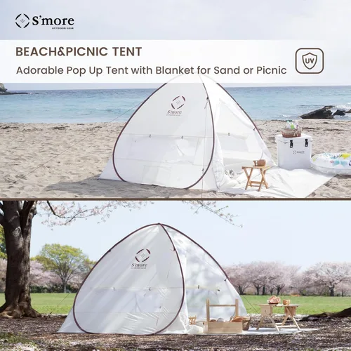 Miniatura 3 de S'More 1/2 Person Beach Tent, Lightweight & Easy Set Up Pop up Tent, UFP 30+ Quick Portable Sun Shade Shelter for Beach,Picnic, Backyard, Festival