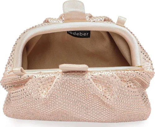 Miniatura 6 de Bolso de mano con marco de cristal con diamantes de imitación, bolso de embrague plisado para mujer