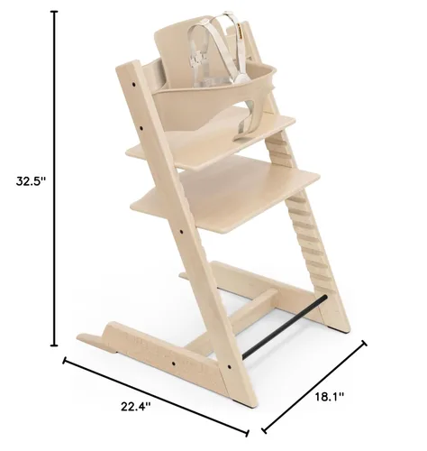 Miniatura 9 de Stokke Tripp Trapp Silla alta 2, natural, incluye silla + juego de bebé con arnés extraíble para niños de 6 a 36 meses, ajustable, ergonómica