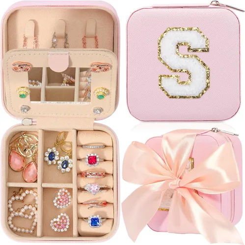 CHMI Joyero de viaje, joyero de viaje rosa, organizador de joyas de viaje, regalos de viaje para mujeres y niñas, caja organizadora de joyas,