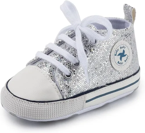 Miniatura 100 de Zapatos deportivos de lona de lona para bebés y niñas, suela antideslizante suave, suela antideslizante