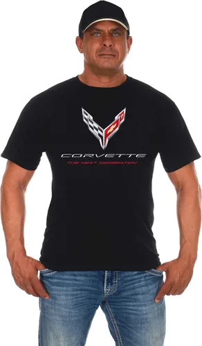 JH DESIGN GROUP Camiseta de Chevy Corvette para hombre con logotipo C8 de la próxima generación, color negro