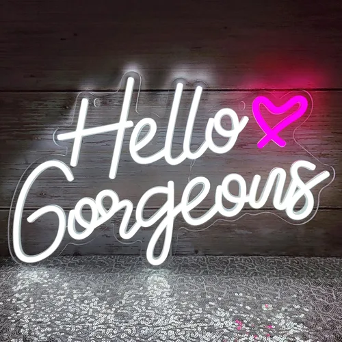 Miniatura 8 de Letreros de neón "Hello Gorgeous" Letreros de neón LED rosas con luz LED regulable para decoración de fondo de casa, boda, cumpleaños, despedida