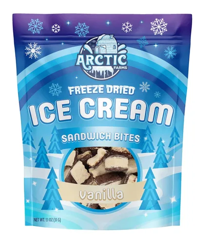 Miniatura 8 de Arctic Farms Bocaditos de sándwich de helado liofilizado en bolsas y en caja, no se derrite (napolitano, 3.5 onzas)