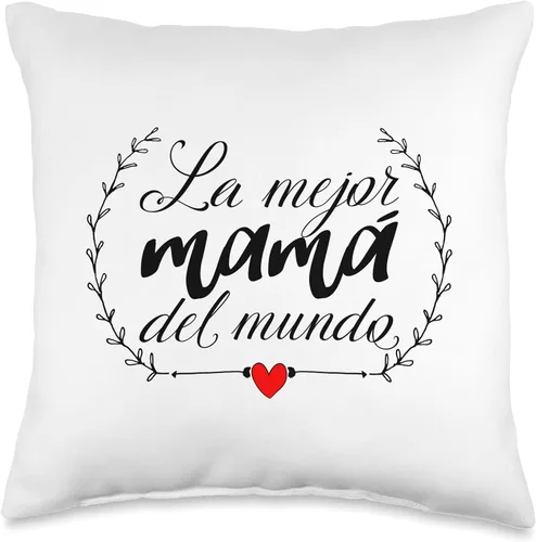 La Mejor Mama Del Mundo Mami Shop La Mejor Mama Del Mundo - Almohada de corazón, 15.7 x 15.7 in, multicolor