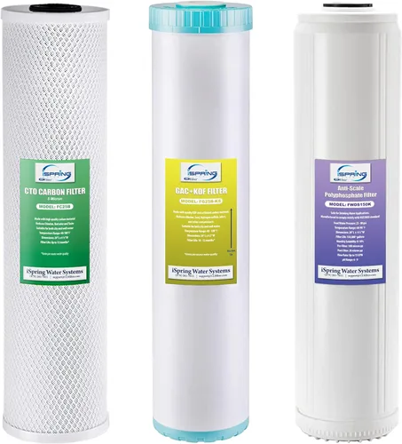 Miniatura 13 de iSpring F3WGB32BM Filtro de agua de 3 etapas, 4.5" x 20", paquete de repuesto con sedimento, bloque de carbono CTO y cartuchos reductores de hierro
