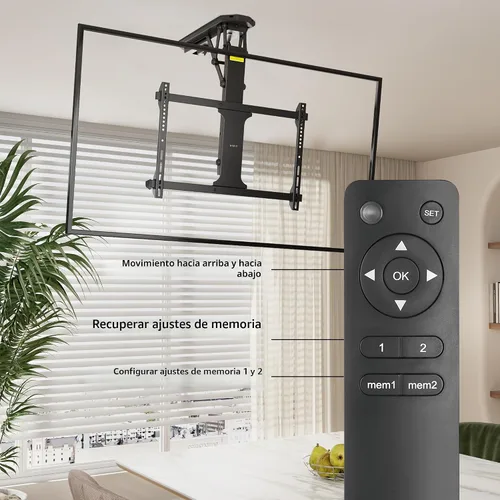 Miniatura 7 de VIVO Soporte eléctrico para TV de techo para pantallas de 32 a 70 pulgadas, soporte VESA de techo inclinado motorizado abatible grande, paquete Negro