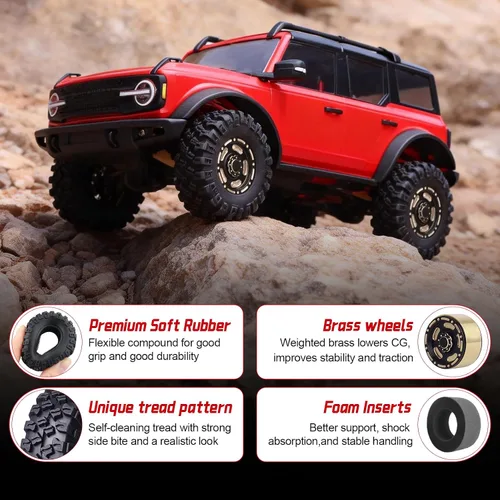 Miniatura 3 de HobbyPark Ruedas y neumáticos Beadlock de latón 1.0 para 1/18 TRX4M Upgrades Parts 1/18 SCX24 1/24 RC Crawler de repuesto, juego de 4 (tipo B)