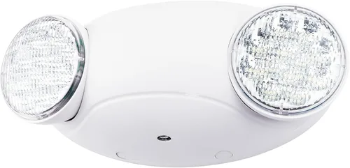 LIT-PaTH Accesorios de iluminación LED de emergencia con 2 cabezales LED de ojo de insectos y baterías de respaldo, luz de salida estándar de EE.