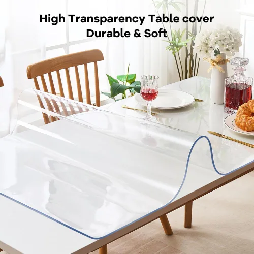 Miniatura 9 de Protector de escritorio de 19 x 60 pulgadas de vinilo transparente PVC para oficina, protector de mesa de escritura, tapete de plástico
