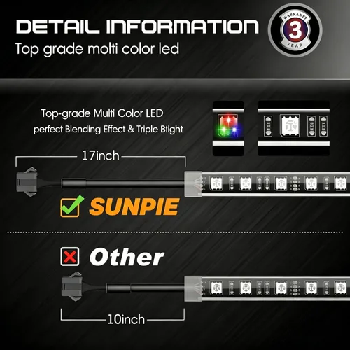 Miniatura 5 de SUNPIE Kit de luces para motocicleta de 16 piezas RGB LED con luz de freno para Harley Honda Kawasaki Suzuki Indian, iluminación de acento