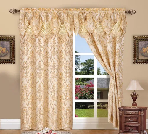 Elegant Comfort Penelopie - Juego de cortinas con aspecto jacquard, 54 x 84 pulgadas, color beige, juego de 2
