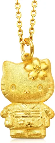 CHOW SANG SANG Sanrio - Colgante de oro macizo 999.9 de 24 quilates Hello Kitty en Japón para mujeres y niñas 54487P (no incluye el collar), Metal,