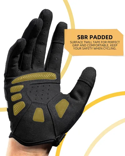 Miniatura 2 de ROCKBROS Guantes de bicicleta de montaña para hombre, antideslizantes, transpirables, guantes de ciclismo de dedo completo para deportes al aire