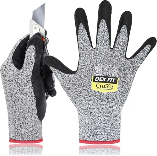 Miniatura 25 de DEX FIT Guantes resistentes a cortes nivel 5 Cru553, ajuste elástico cómodo 3D, agarre de potencia, grado profesional, delgados, compatibles