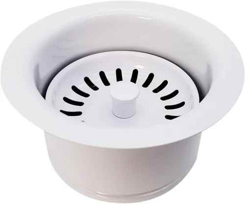 Miniatura 4 de Westbrass D2082S-50 3-1/2" Cuello Extra-Profundo Fregadero de Cocina Eliminación de Residuos Brida y Tapón Colador, Revestimiento en Polvo Blanco