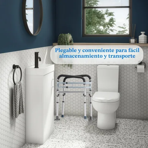 Miniatura 6 de Rieles de seguridad para inodoro (300 libras) – Marco de mango de inodoro ajustable y plegable para adultos mayores y discapacitados, soporta todo
