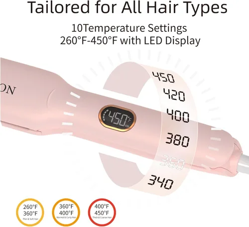 Miniatura 4 de Plancha plana para el cabello – Placa de cerámica de 1.7 pulgadas de ancho con tecnología iónica negativa, control digital de temperatura y doble