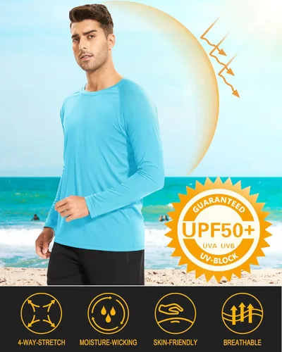 Miniatura 114 de MAGCOMSEN Camisas de manga larga para hombre, protección solar UPF 50+, camisetas atléticas para senderismo, correr, entrenamiento, protección