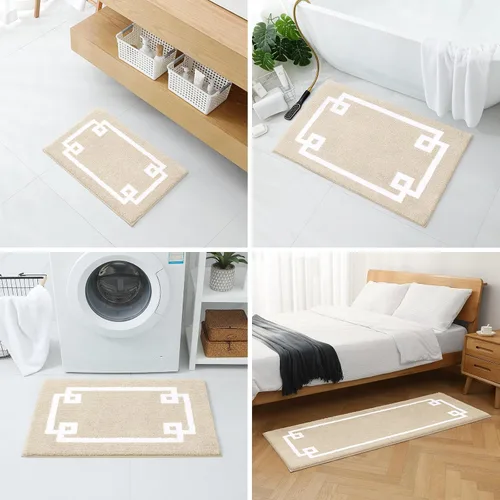 Miniatura 7 de HOMEIDEAS Alfombra de baño, suave y absorbente de agua, alfombra de microfibra de felpa esponjosa antideslizante para bañera y ducha