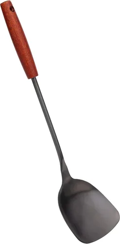Miniatura 9 de FJNATINH Juego de espátula y cucharón para wok de 17 pulgadas, cuchara espumadora, espátula ranurada, juego de utensilios de cocina de acero