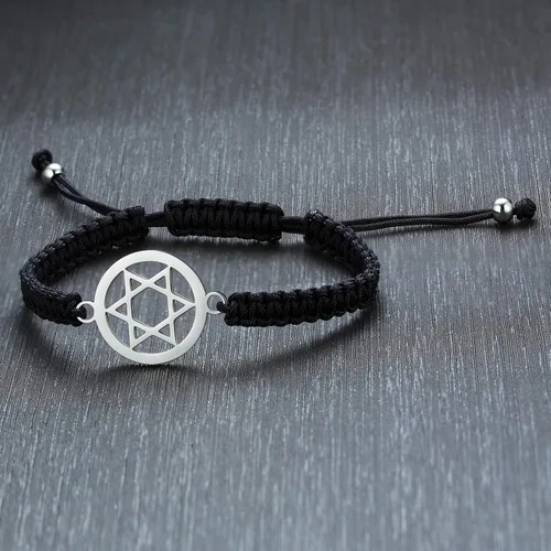 Miniatura 3 de MEALGUET 1-5 pulseras de acero inoxidable con dije de estrella de David trenzadas, joyería judía, regalo religioso para hombres y mujeres, Metal