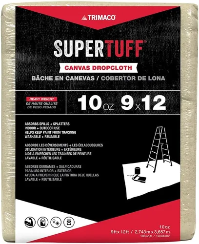 Miniatura 10 de Trimaco SuperTuff - Paño de lona pesada de 10 onzas de grosor, 4 pies x 5 pies