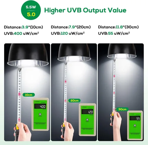 Miniatura 7 de Bombilla de luz de reptil UVB de alta intensidad 5.5 W 5.0 espectro completo UVA UVB para reptiles que simulan la luz solar promueve la síntesis