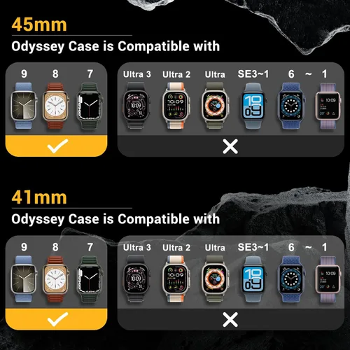 Miniatura 2 de MAGEASY Funda resistente de aluminio de calidad aeronáutica para Apple Watch de 45mm Series 9, 8, 7 Carcasa metálica dura 2 en 1 con parachoques