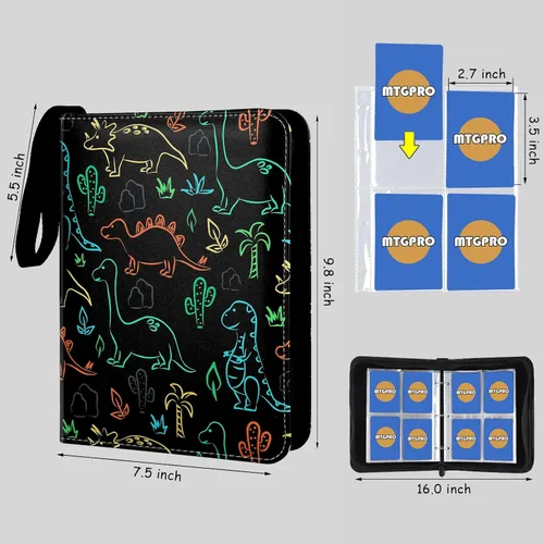Miniatura 2 de Carpeta de tarjetas para tarjetas, 4 bolsillos, 400 bolsillos, carpeta de tarjetas intercambiables, libro de coleccionista, incluye 50 fundas