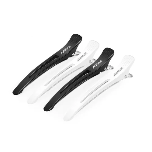 Miniatura 8 de AIMIKE 6 pinzas de pelo profesionales para corte de peinado, antideslizantes, sin rastro, pinzas de pelo con banda de silicona, pinzas de corte