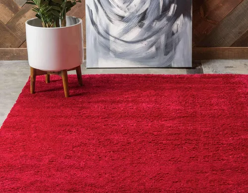 Miniatura 3 de Unique Loom Colección Solo - Alfombra de área Calabasas (5 pies 3 pulgadas x 7 pies 7 pulgadas, rectangular, rojo)