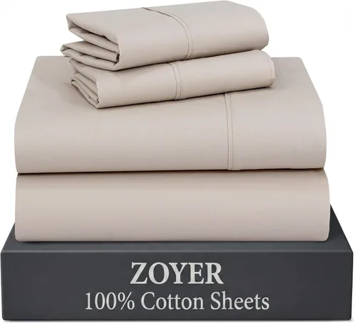 Miniatura 26 de ZOYER Sábanas de 100 % algodón percal tamaño individual, refrescantes y transpirables, duraderas, con una sensación nítida, suave y cómoda, bolsillo