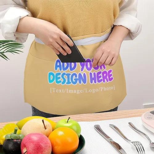 Miniatura 180 de AXKEUDO Delantal personalizado con bolsillos, delantales de cintura para camarera para cocinar en casa, restaurante, servir trabajo
