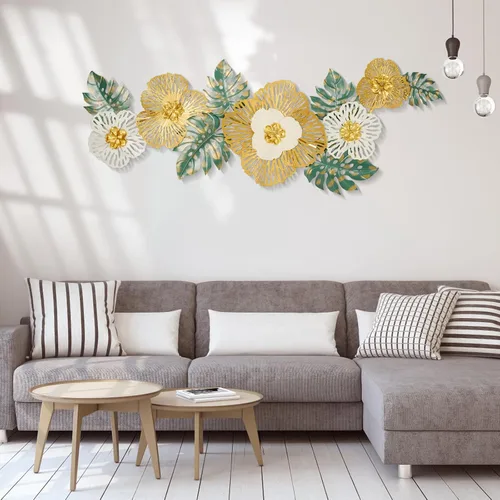 Miniatura 2 de Babyieia Decoración de pared de metal con hoja de ginkgo 3D para sala de estar, esculturas modernas de pared de metal, decoración de pared de metal