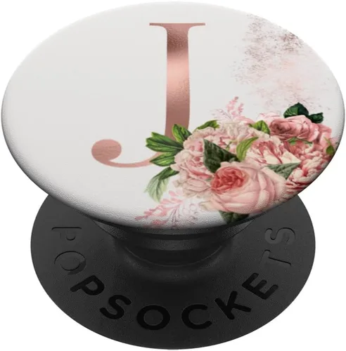 Miniatura 6 de Rose Blush Floral Monogram Letra J Rosa Flores PopSockets MagSafe PopGrip para iPhone