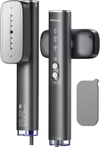 OGHom Vaporizador para ropa, vaporizador de viaje de 110-240 V y plancha 2 en 1, potente vapor de 1000 W, removedor de arrugas de prendas portátil