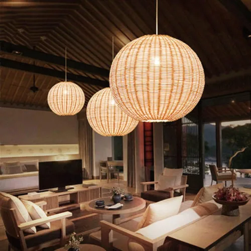 Miniatura 2 de Moderno globo de cocina americana, lámpara colgante tejida a mano, bola de mimbre, lámpara colgante, decoración del hogar, accesorios de iluminación