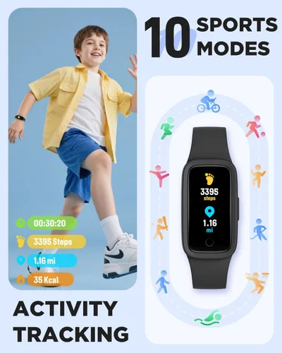 Miniatura 4 de BIGGERFIVE Vigor 3 - Reloj de seguimiento de actividad física para niños, pantalla AMOLED, no necesita aplicación, no necesita teléfono, resistente