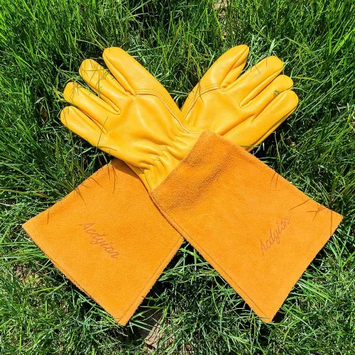 Miniatura 6 de Guantes de jardinería Acdyion para mujeres/hombres, de rosa, a prueba de espinas y cortes, protección larga de antebrazo, guante resistente de cuero