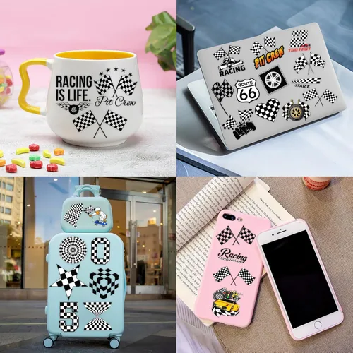 Miniatura 6 de 96 tatuajes temporales de autos de carreras para niños, tatuajes falsos con bandera a cuadros para niños, recuerdos de fiesta de cumpleaños, Normal