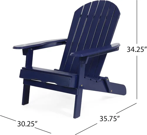 Miniatura 3 de Christopher Knight Home Hanlee Silla Adirondack plegable para exteriores, madera de acacia, azul marino
