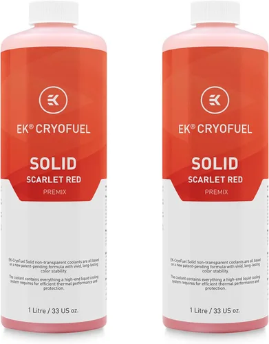 EK WB EK-CryoFuel Solid Premix - Refrigerante para PC, 33.8 fl oz, rojo escarlata, paquete de 2
