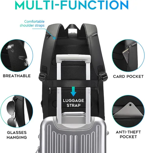 Miniatura 5 de FUTURE AESTHEICS Mochila de portátil de negocios para hombres y mujeres, mochila de viaje inteligente de 15.6 pulgadas, resistente al agua, mochila