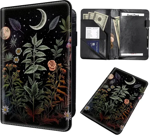 Miniatura 25 de Server Book,Waitress Book,5x9 Inch Server Books for Waitress & Waiter, Cute PU Leather Serving Book Guest Check Presenters Organizer with Zipper