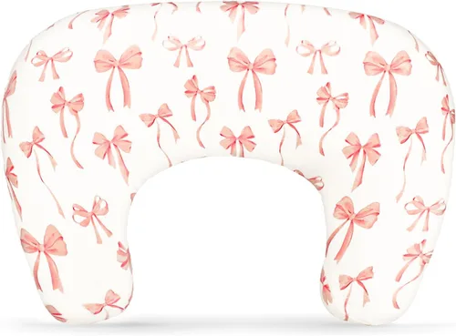 Funda de almohada de lactancia, fundas de lactancia extraíbles para almohadas de lactancia, ajuste elástico y suave para bebés recién nacidos, lazo
